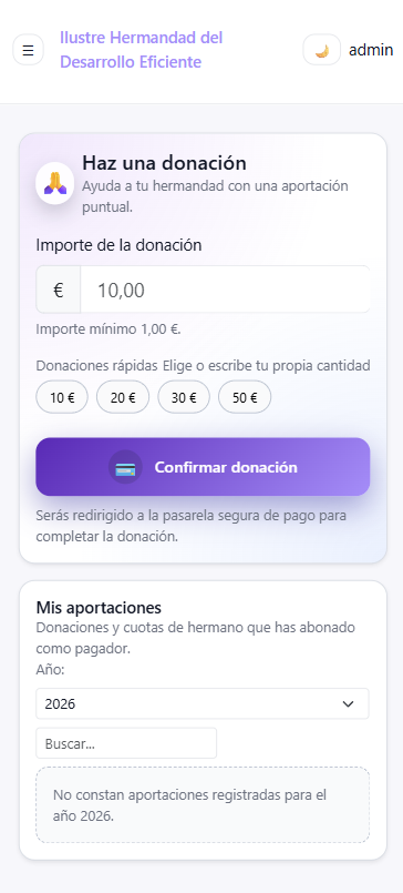 Pantalla móvil de donaciones